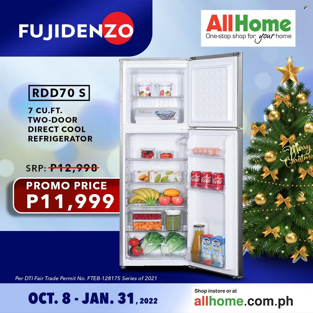 AllHome offer  - 8.10.2021 - 31.1.2022 - Sales products - refrigerator. Page 1.