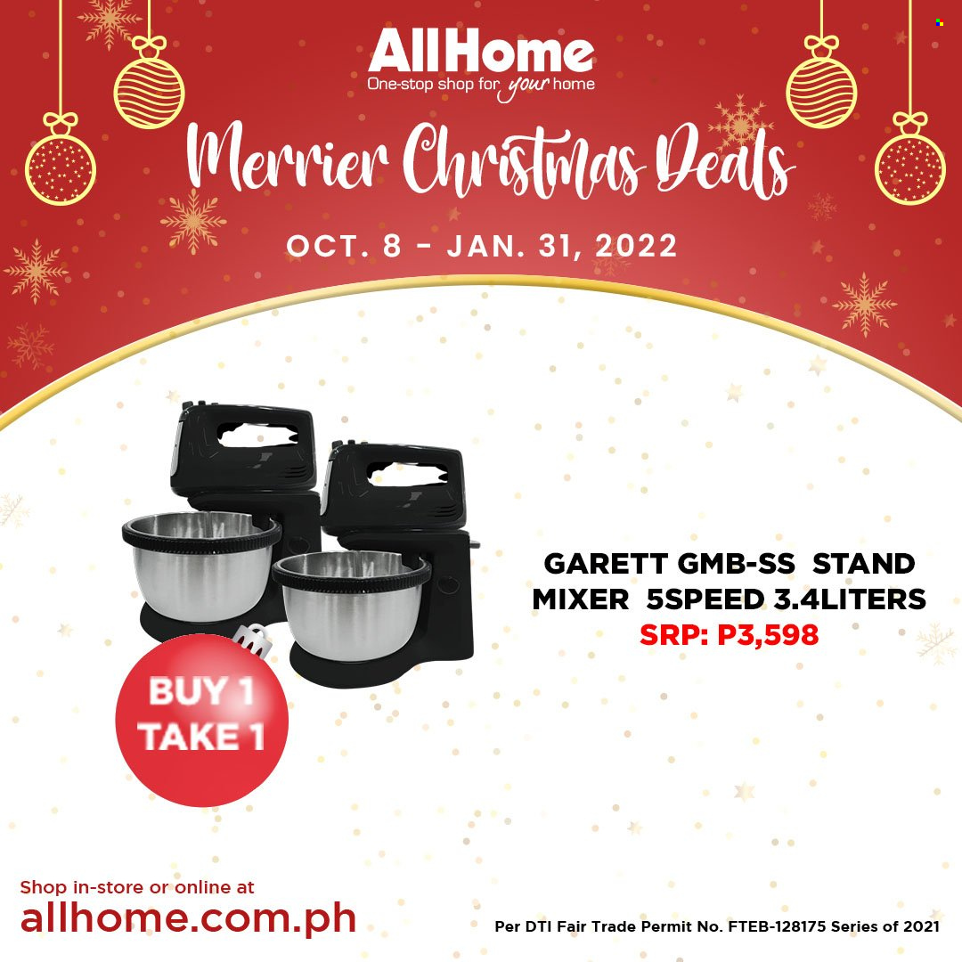 AllHome offer  - 8.10.2021 - 21.1.2022 - Sales products - mixer, stand mixer. Page 3.