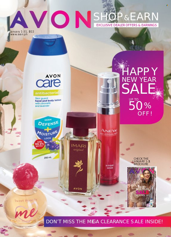 Avon offer  - 1.1.2022 - 31.1.2022 - Sales products - Avon, Anew, body lotion, Imari. Page 1.