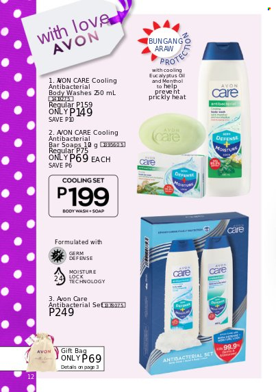 Avon offer  - Sales products - body wash, Avon, soap, eucalyptus oil. Page 12.