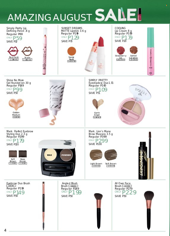 Avon offer  - 20.8.2022 - 31.8.2022 - Sales products - eyeshadow, lipstick, mascara, Blush Brush. Page 4.
