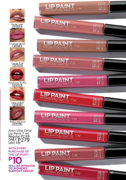 Avon offer  - 1.3.2023 - 31.3.2023 - Sales products - Avon, lip paint. Page 43.