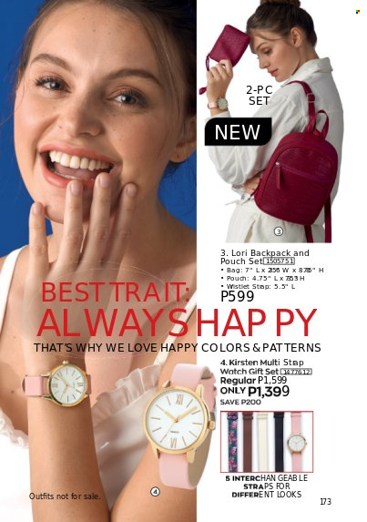 Avon offer  - 1.3.2023 - 31.3.2023 - Sales products - gift set, bag, backpack, watch. Page 173.