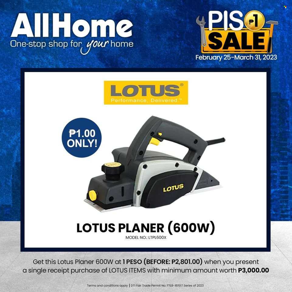 AllHome offer  - 25.2.2023 - 31.3.2023 - Sales products - Lotus, planer. Page 2.
