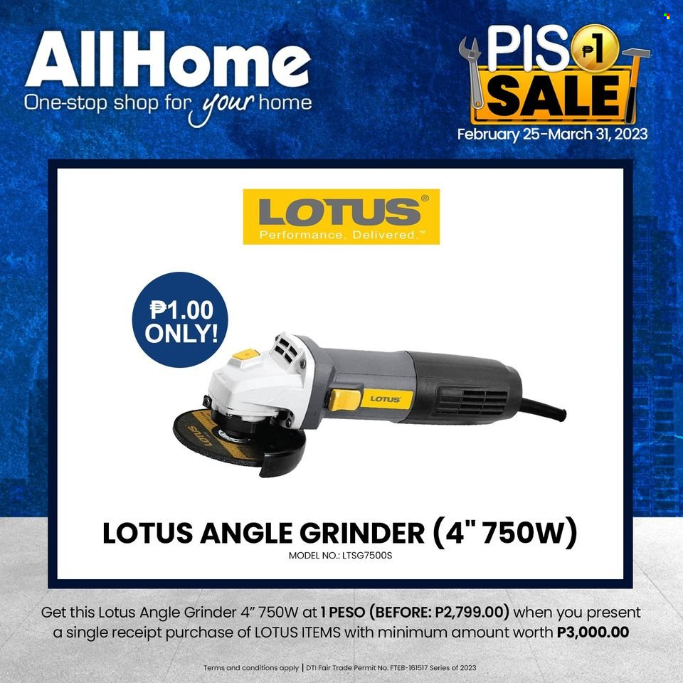 AllHome offer  - 25.2.2023 - 31.3.2023 - Sales products - Lotus, grinder, angle grinder. Page 3.