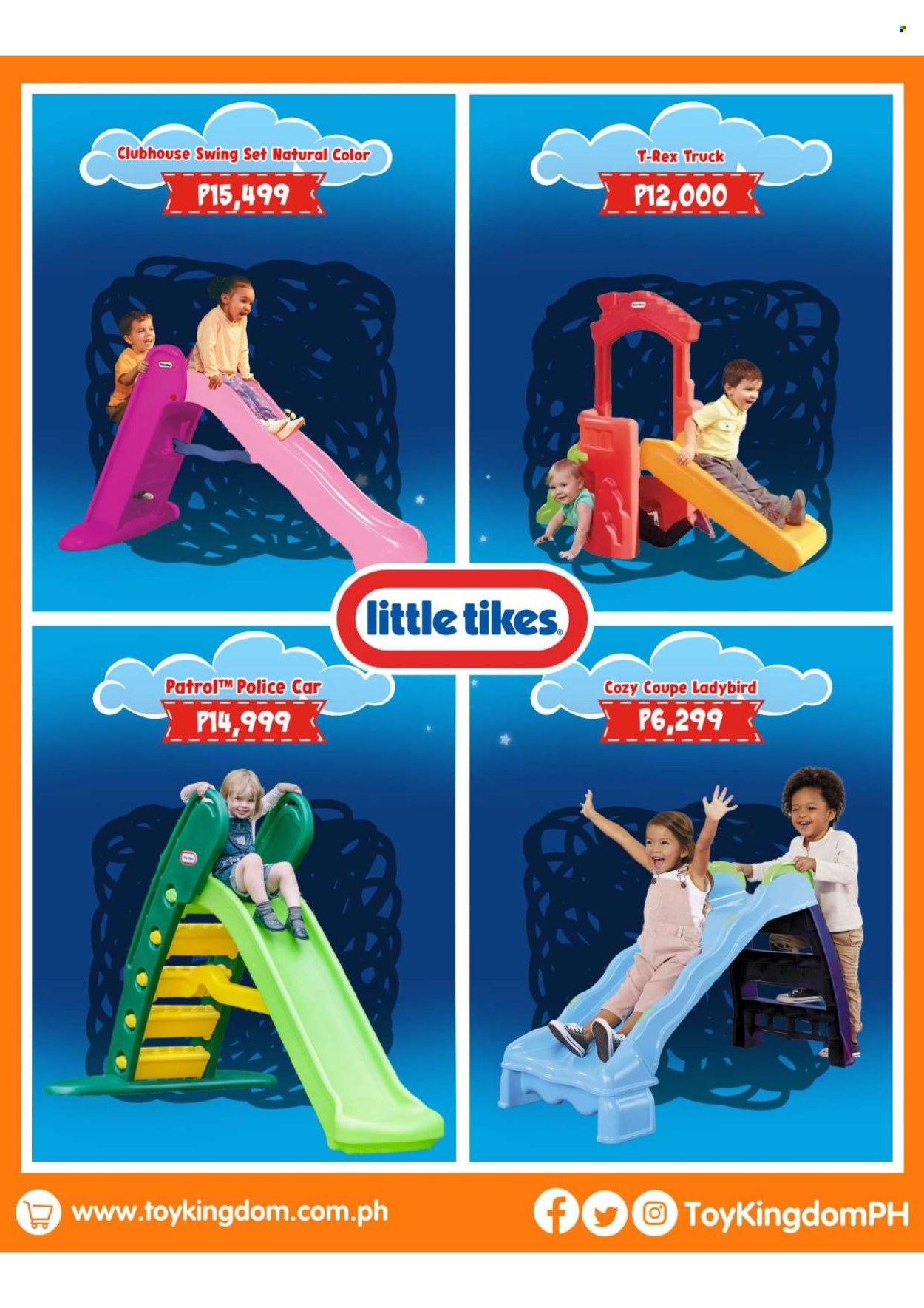 thumbnail - Toy Kingdom offer  - Sales products - Little Tikes, police car, swing set. Page 7.
