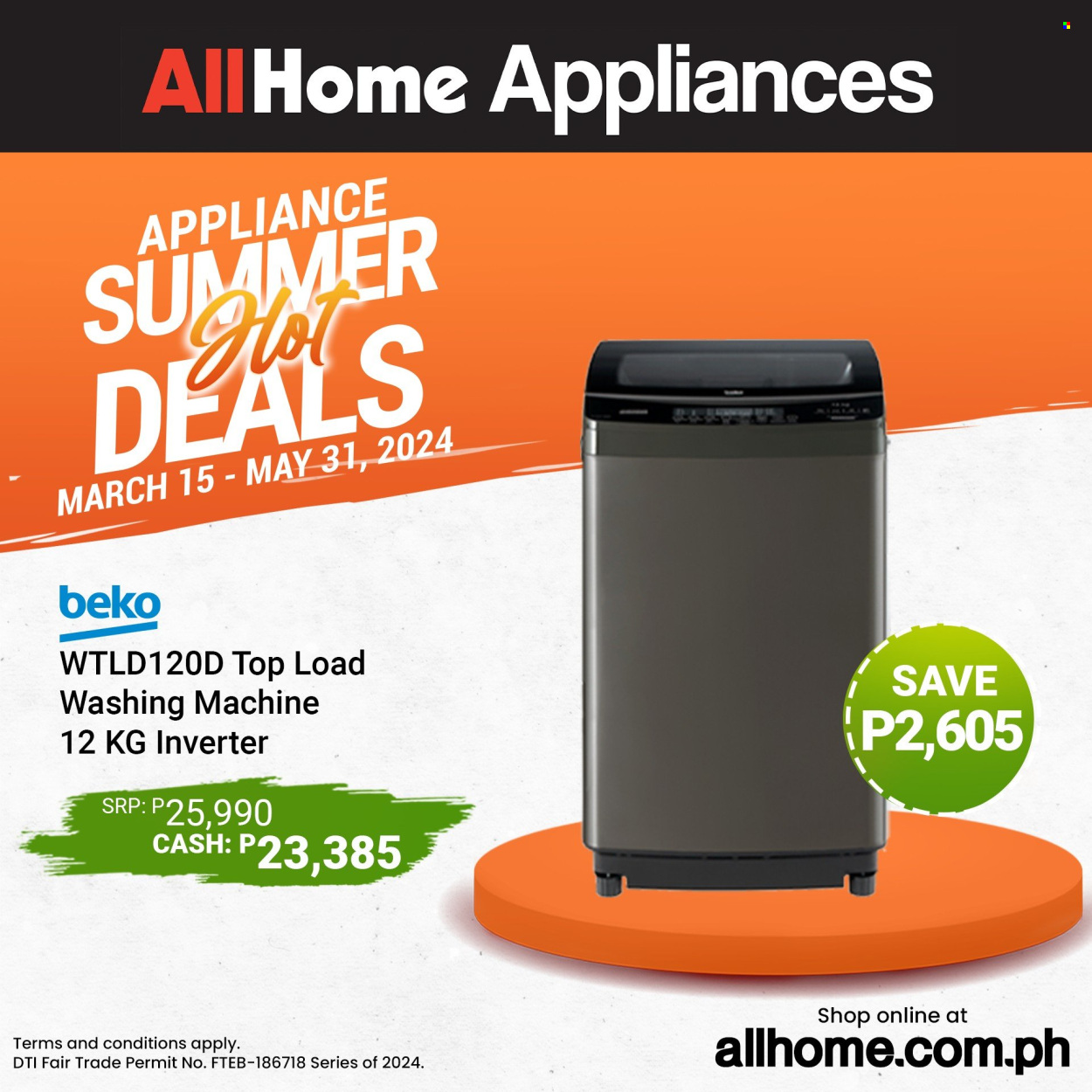 thumbnail - AllHome offer  - 15.3.2024 - 31.5.2024 - Sales products - Beko, washing machine. Page 4.