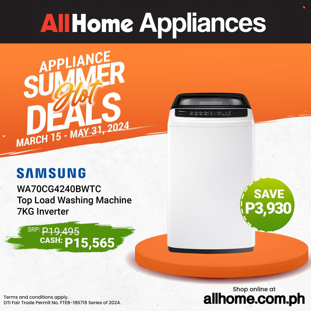 thumbnail - AllHome offer  - 15.3.2024 - 31.5.2024 - Sales products - Samsung, washing machine. Page 5.