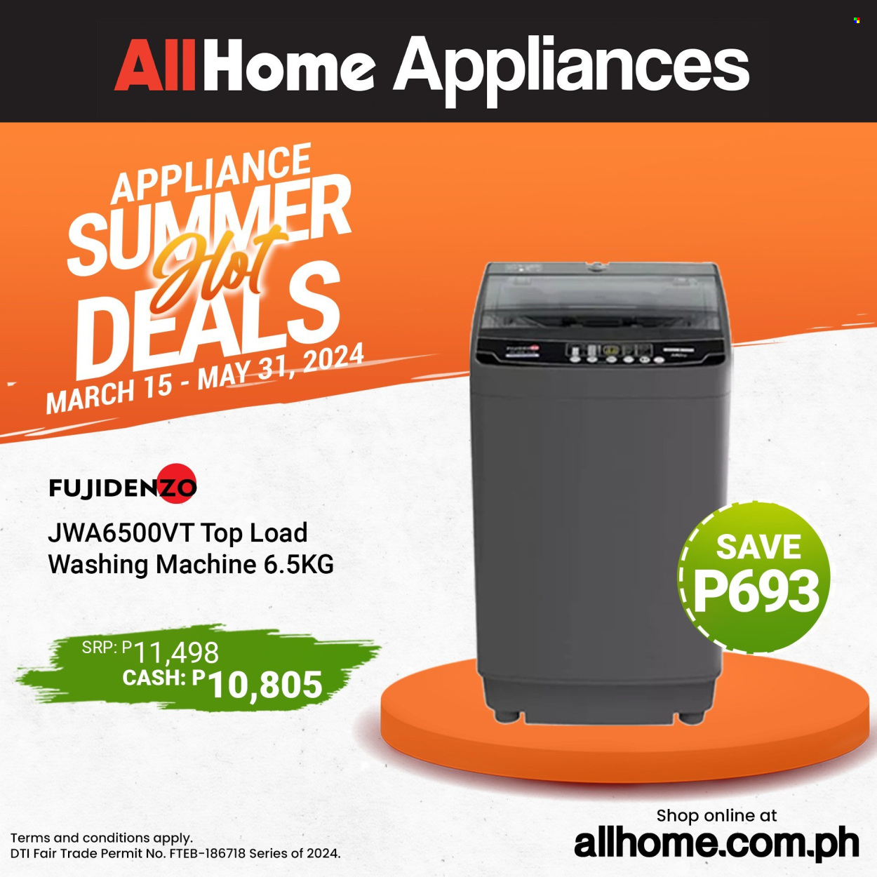 thumbnail - AllHome offer  - 15.3.2024 - 31.5.2024 - Sales products - washing machine. Page 6.