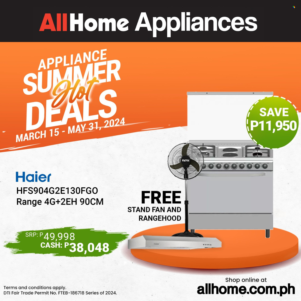 thumbnail - AllHome offer  - 15.3.2024 - 31.5.2024 - Sales products - Haier, stand fan. Page 7.