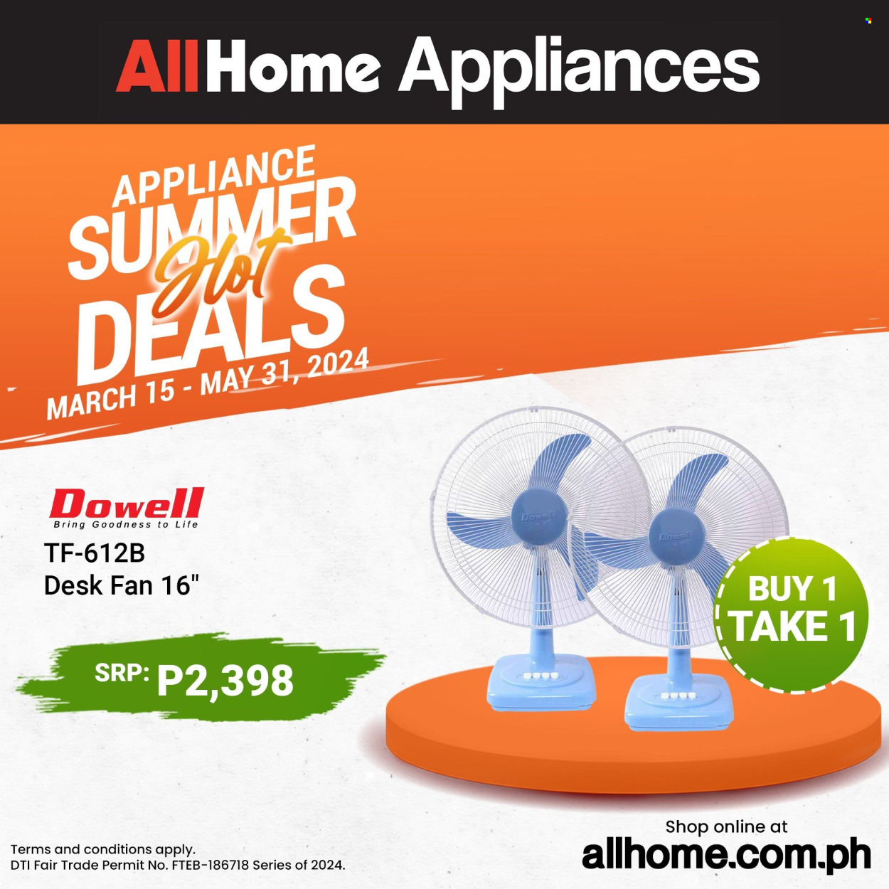 thumbnail - AllHome offer  - 15.3.2024 - 31.5.2024 - Sales products - desk fan. Page 13.