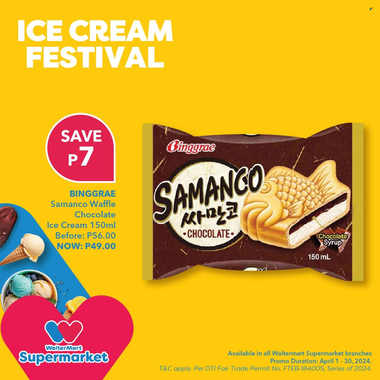 thumbnail - Walter Mart offer  - 1.4.2024 - 30.4.2024 - Sales products - ice cream, chocolate syrup, syrup. Page 3.