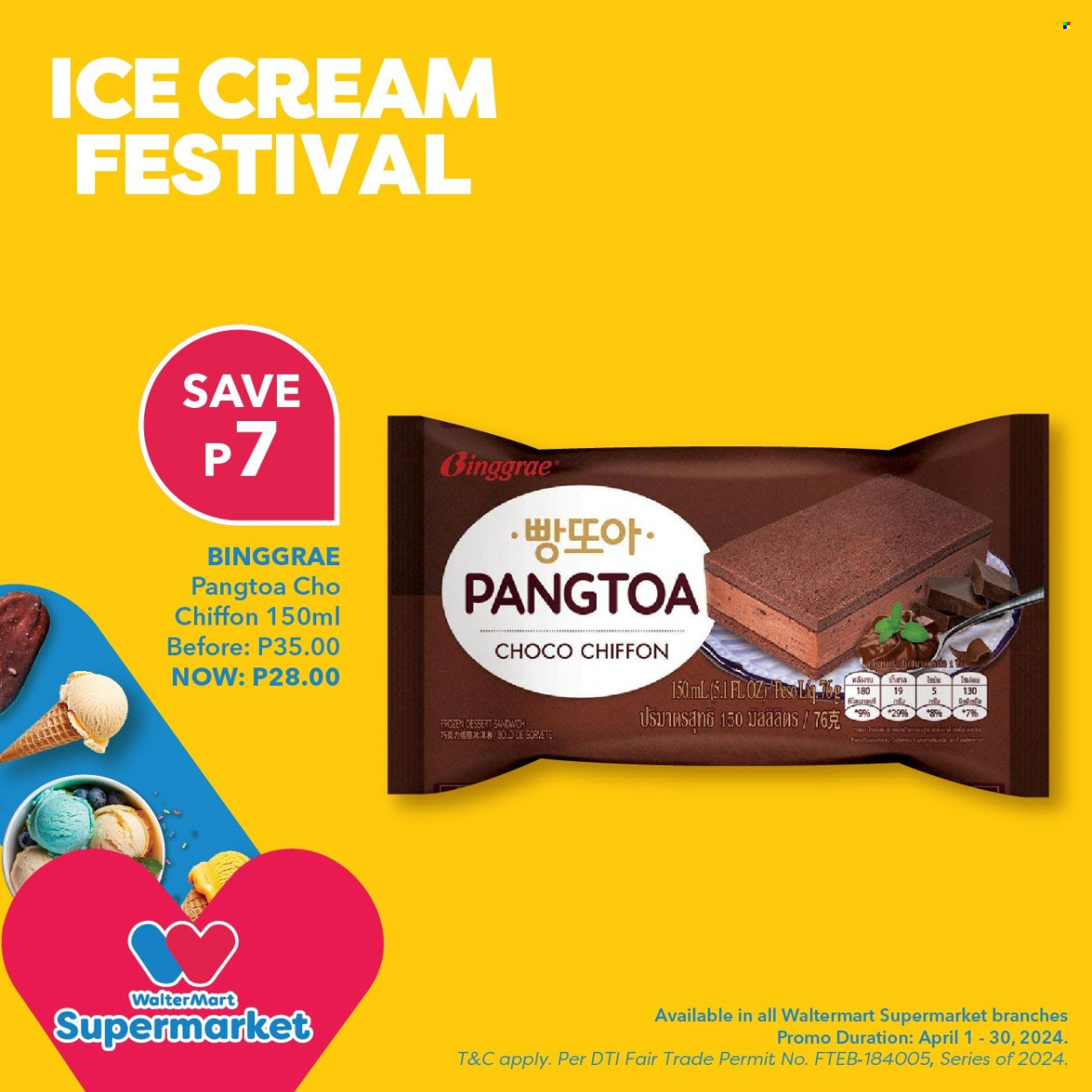 thumbnail - Walter Mart offer  - 1.4.2024 - 30.4.2024 - Sales products - sandwich, ice cream, frozen dessert. Page 4.