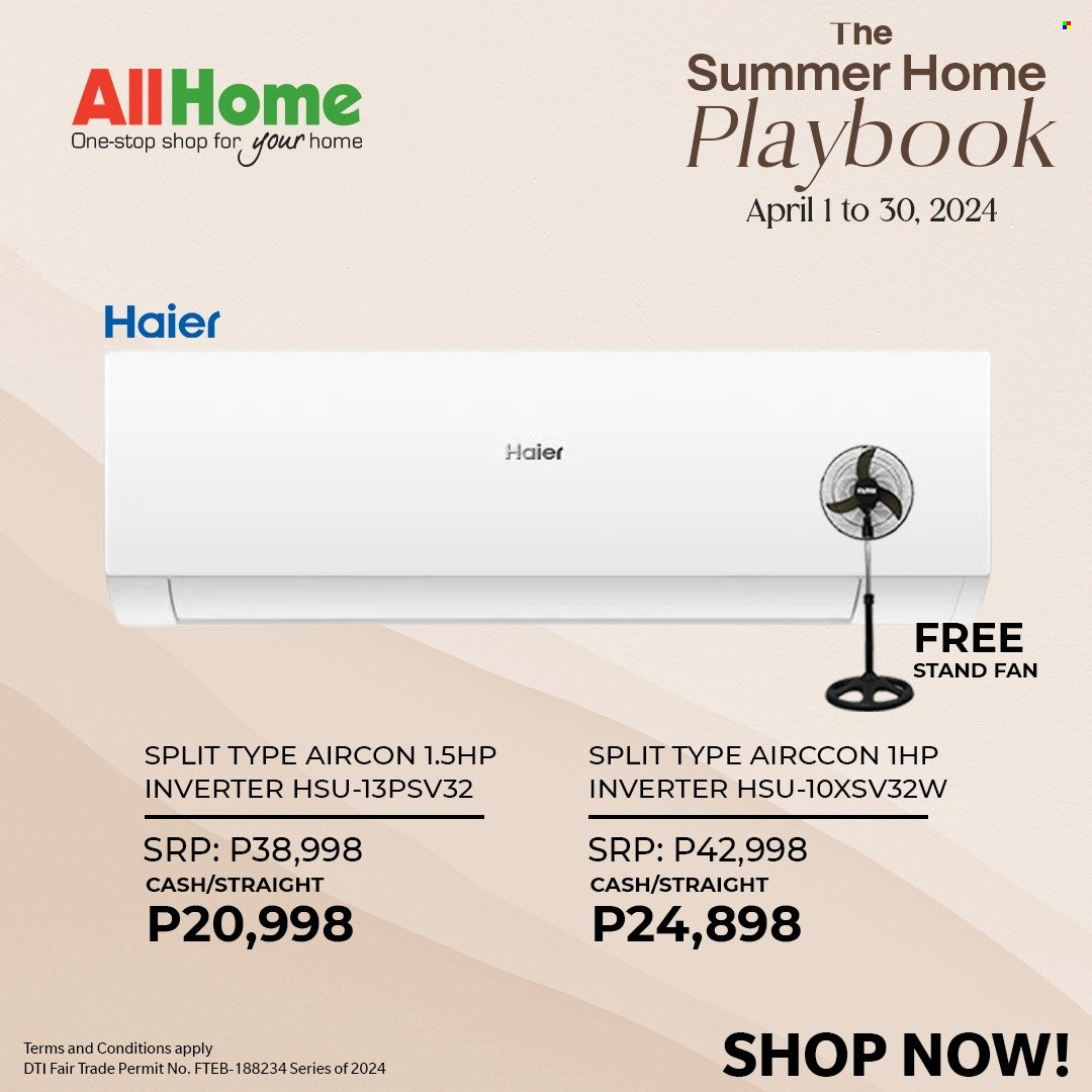 thumbnail - AllHome offer  - 1.4.2024 - 30.4.2024 - Sales products - Haier, stand fan. Page 2.
