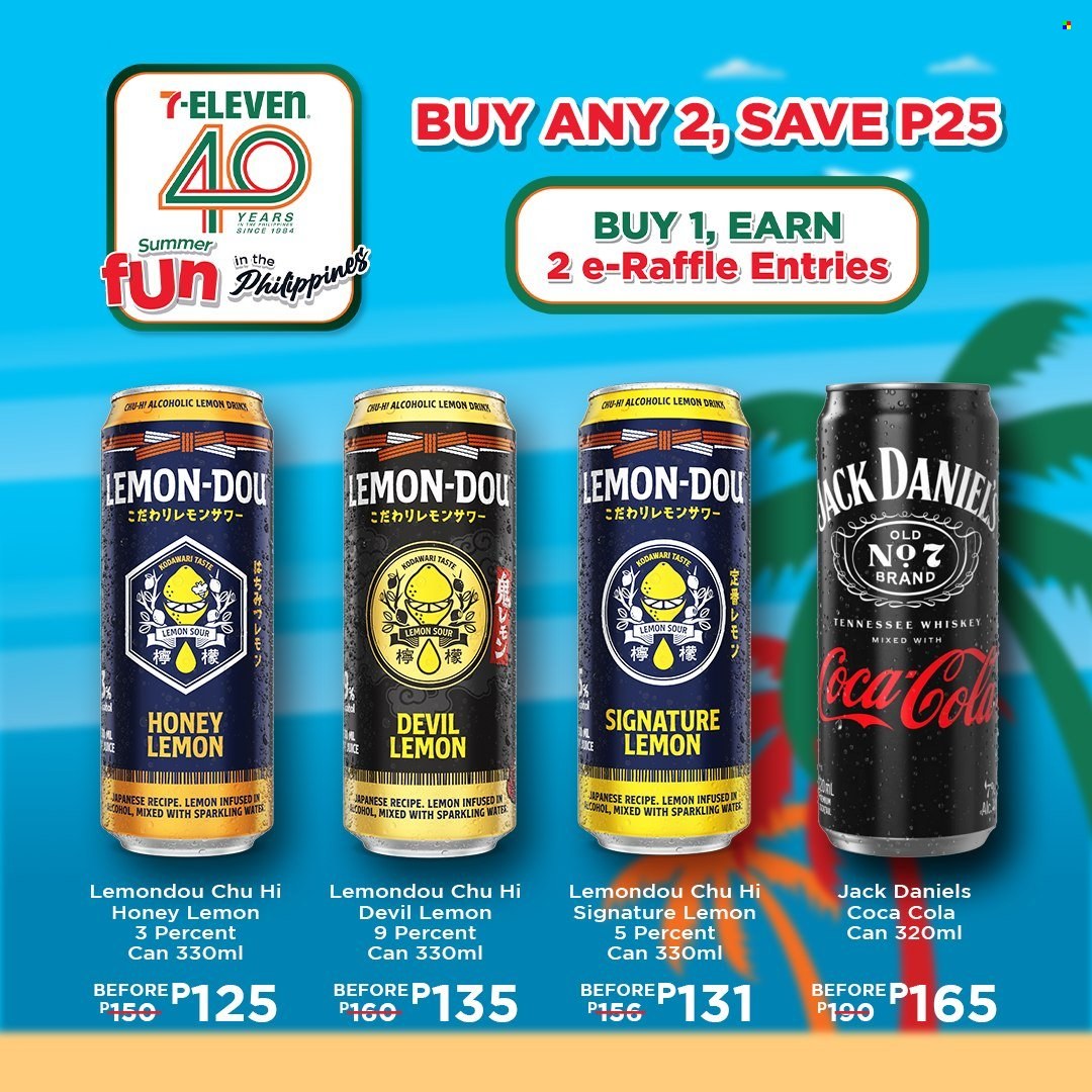 thumbnail - 7 Eleven offer  - 20.3.2024 - 14.5.2024 - Sales products - Jack Daniel's, Coca-Cola, soft drink, sparkling water, water, carbonated soft drink, Tennessee Whiskey, whiskey. Page 7.
