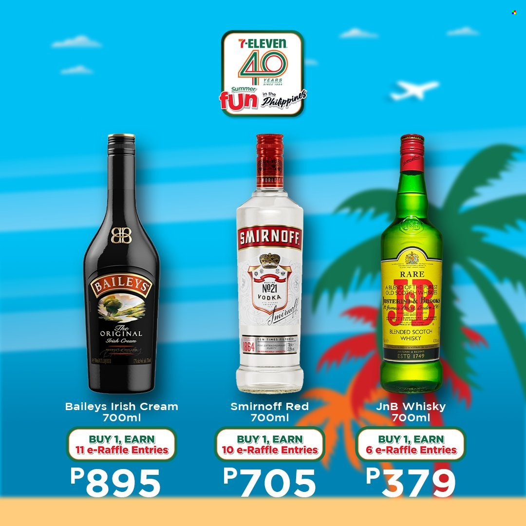 thumbnail - 7 Eleven offer  - 20.3.2024 - 14.5.2024 - Sales products - Baileys, alcohol, Smirnoff, vodka, irish cream, liquor, scotch whisky, whisky. Page 11.