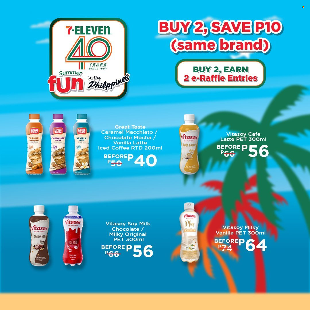 thumbnail - 7 Eleven offer  - 20.3.2024 - 14.5.2024 - Sales products - soy milk, Vitasoy, plant-based milk, milk chocolate, chocolate, caramel, iced coffee, coffee drink. Page 13.
