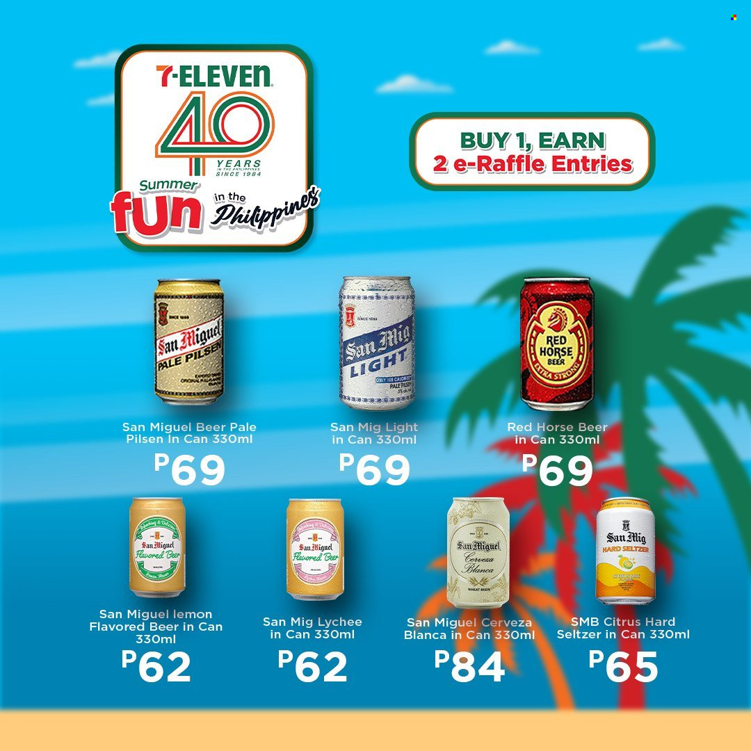 thumbnail - 7 Eleven offer  - 20.3.2024 - 14.5.2024 - Sales products - lychee, lemons, Hard Seltzer, beer, San Miguel. Page 17.