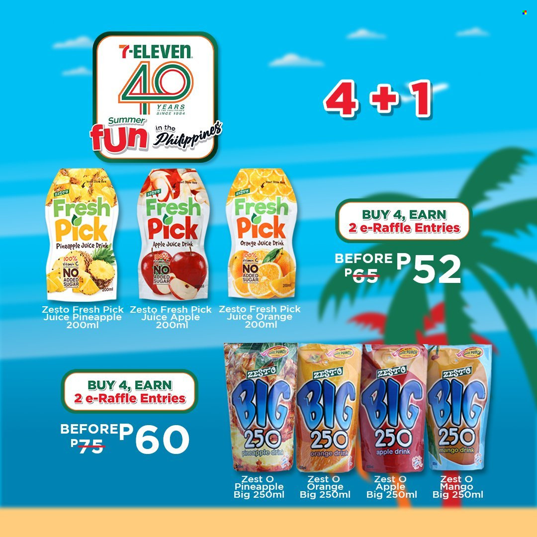 thumbnail - 7 Eleven offer  - 20.3.2024 - 14.5.2024 - Sales products - apple juice, pineapple juice, orange juice, juice, fruit drink. Page 39.