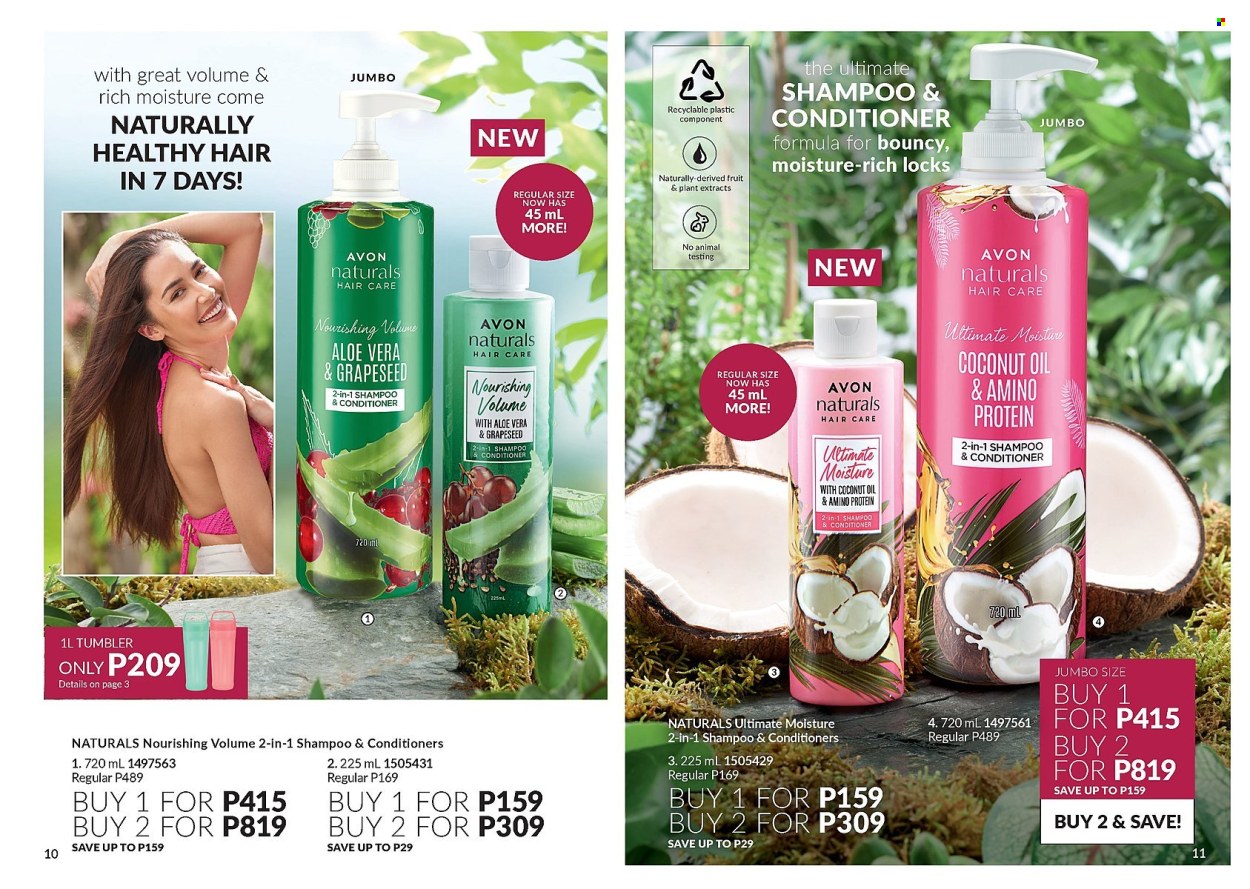 thumbnail - Avon offer  - 1.4.2024 - 30.4.2024 - Sales products - shampoo, Avon, hair products, conditioner, tumbler, aloe vera. Page 6.