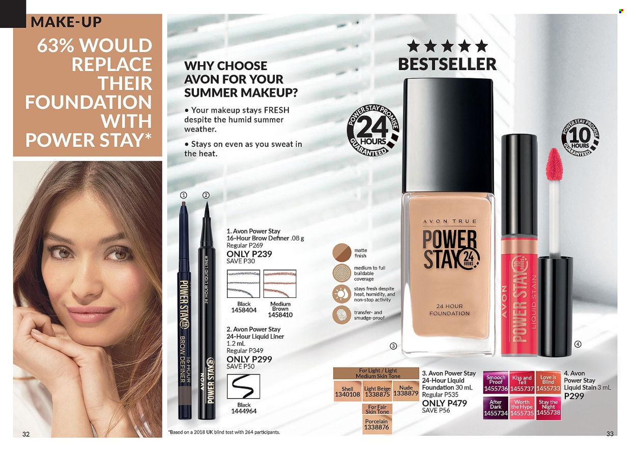 thumbnail - Avon offer  - 1.4.2024 - 30.4.2024 - Sales products - Avon, makeup, eyeliner, brow pencil, liquid foundation. Page 17.