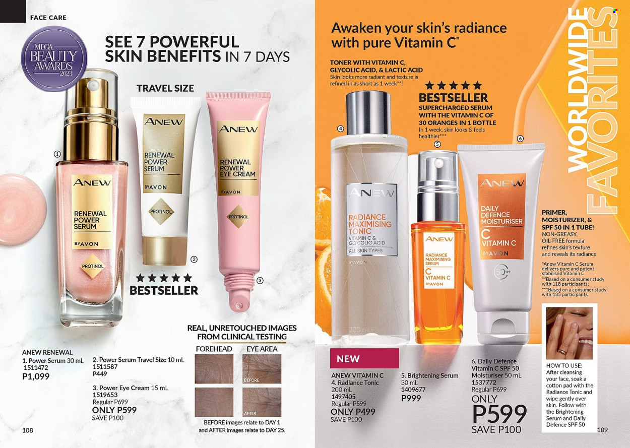 thumbnail - Avon offer  - 1.4.2024 - 30.4.2024 - Sales products - Anew, brightening serum, moisturizer, serum, toner, eye cream. Page 55.