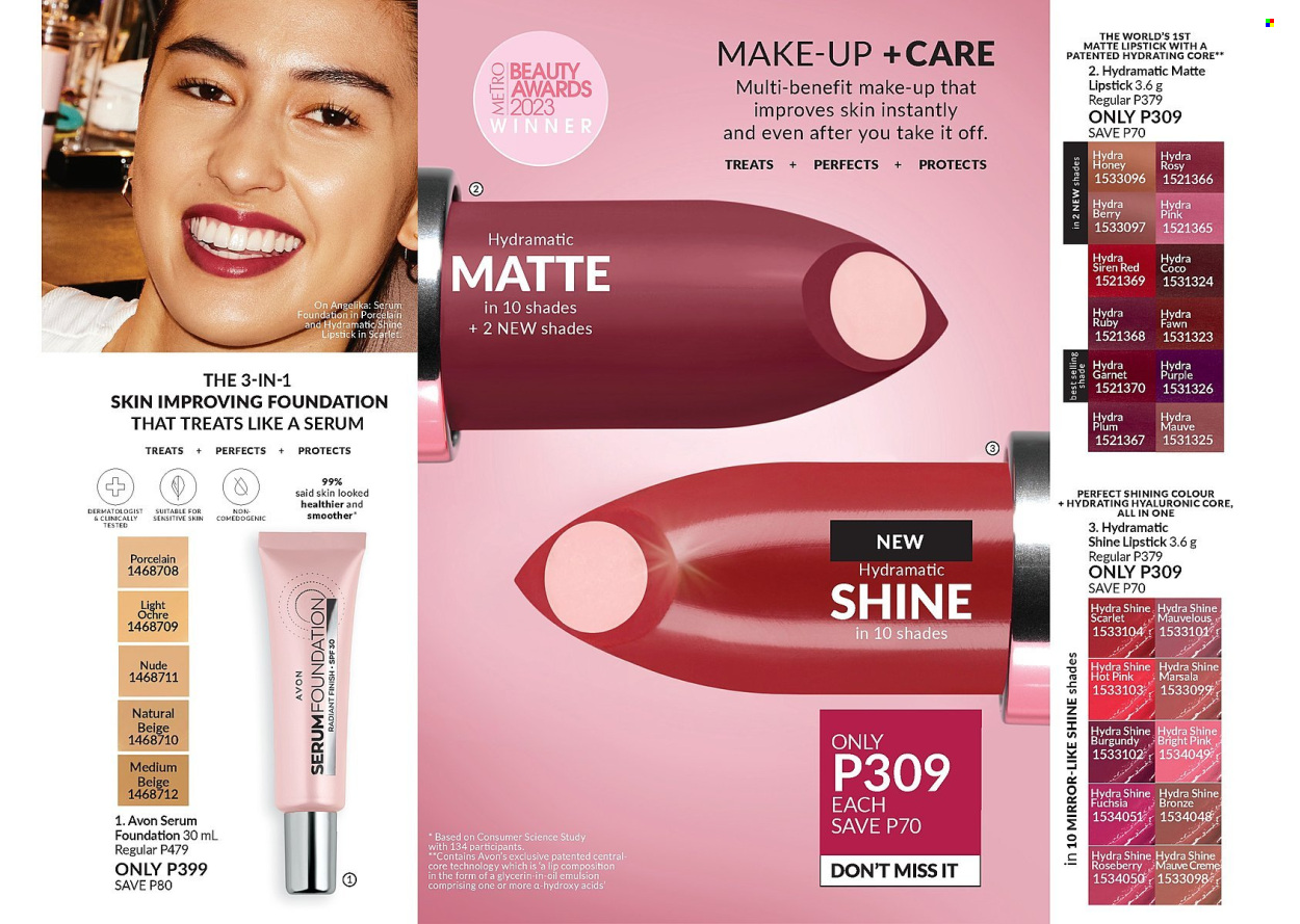 thumbnail - Avon offer  - 1.4.2024 - 30.4.2024 - Sales products - Avon, serum, lipstick, makeup, shades. Page 107.