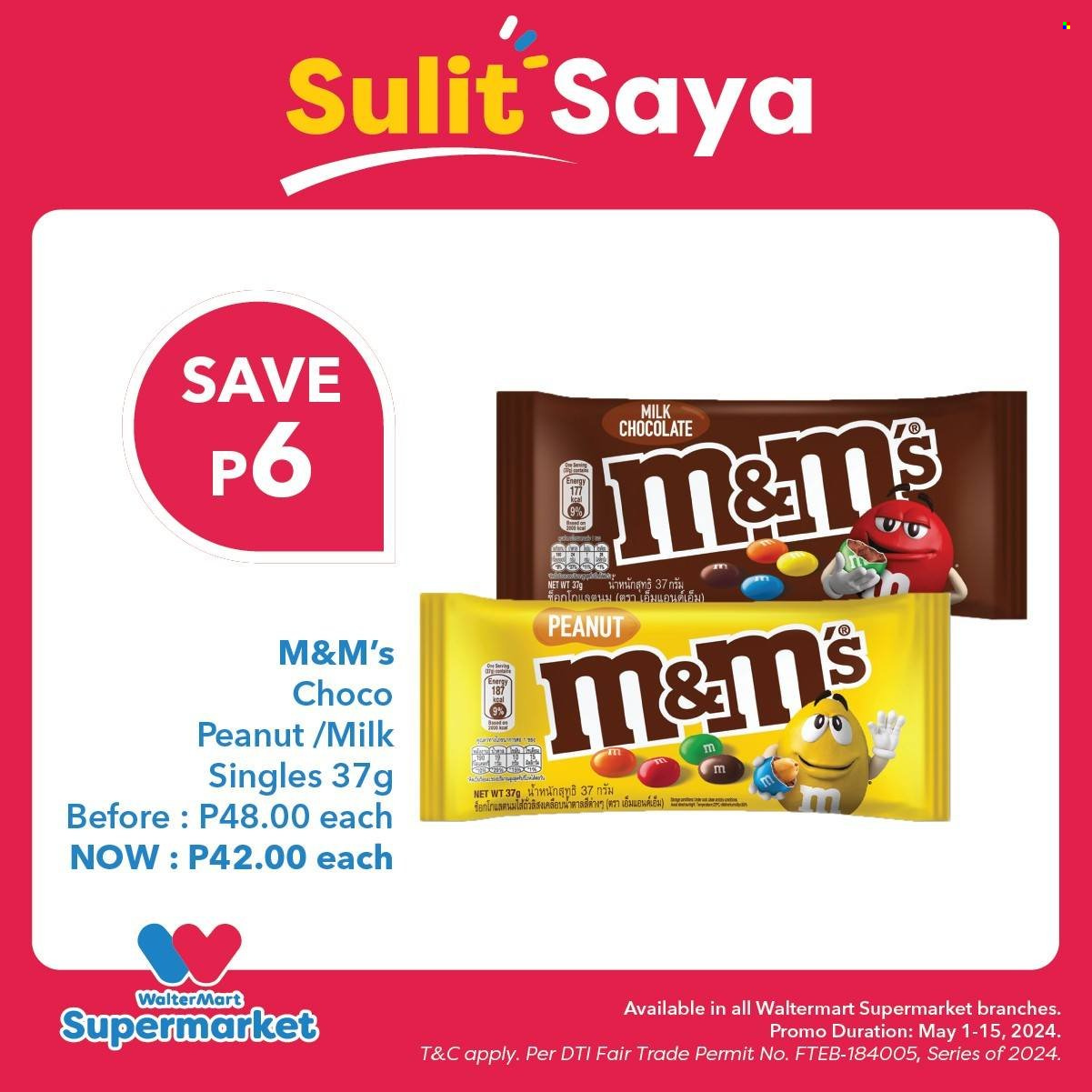 thumbnail - Walter Mart offer  - 1.4.2024 - 30.6.2024 - Sales products - milk chocolate, chocolate, M&M's, sweets. Page 6.
