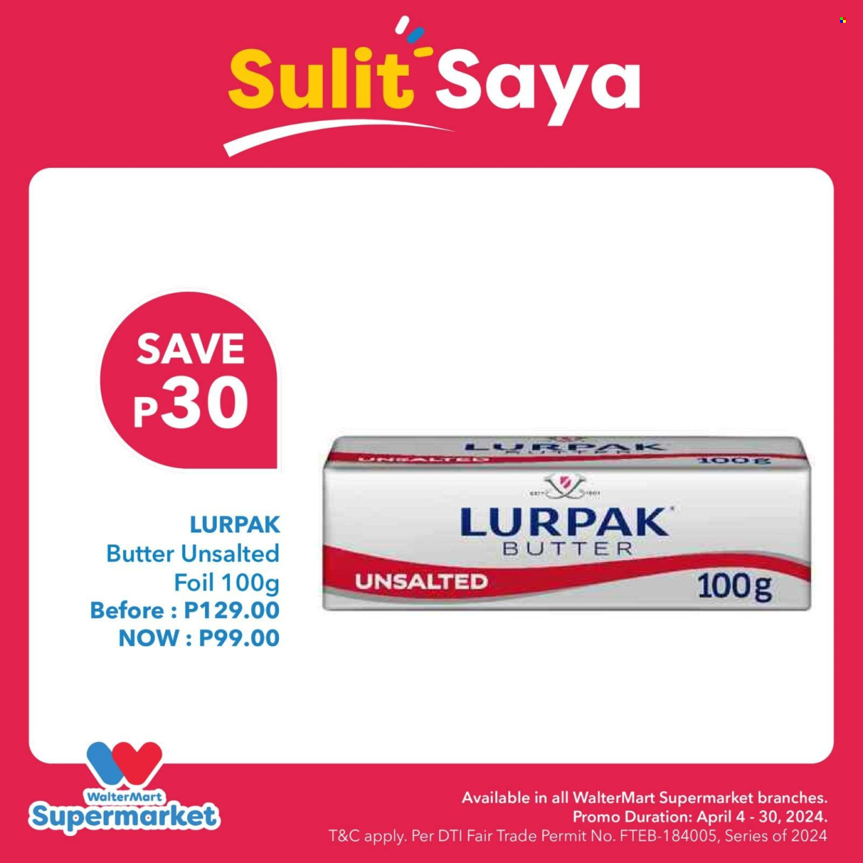 thumbnail - Walter Mart offer  - 15.4.2024 - 31.5.2024 - Sales products - butter, Lurpak. Page 2.