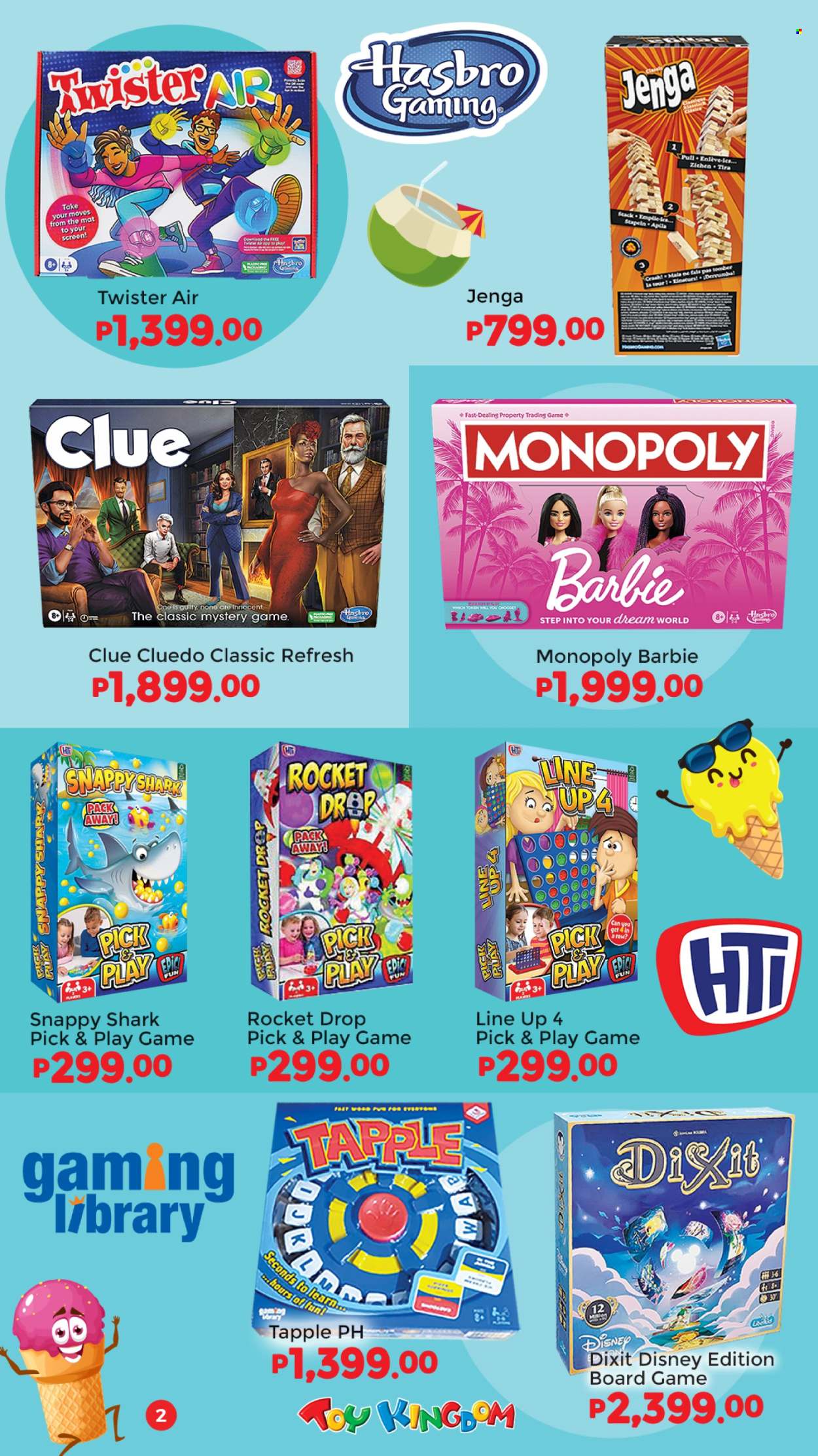 thumbnail - Toy Kingdom offer  - Sales products - Disney, Barbie, Monopoly, rocket, toys, Twister, board game. Page 2.