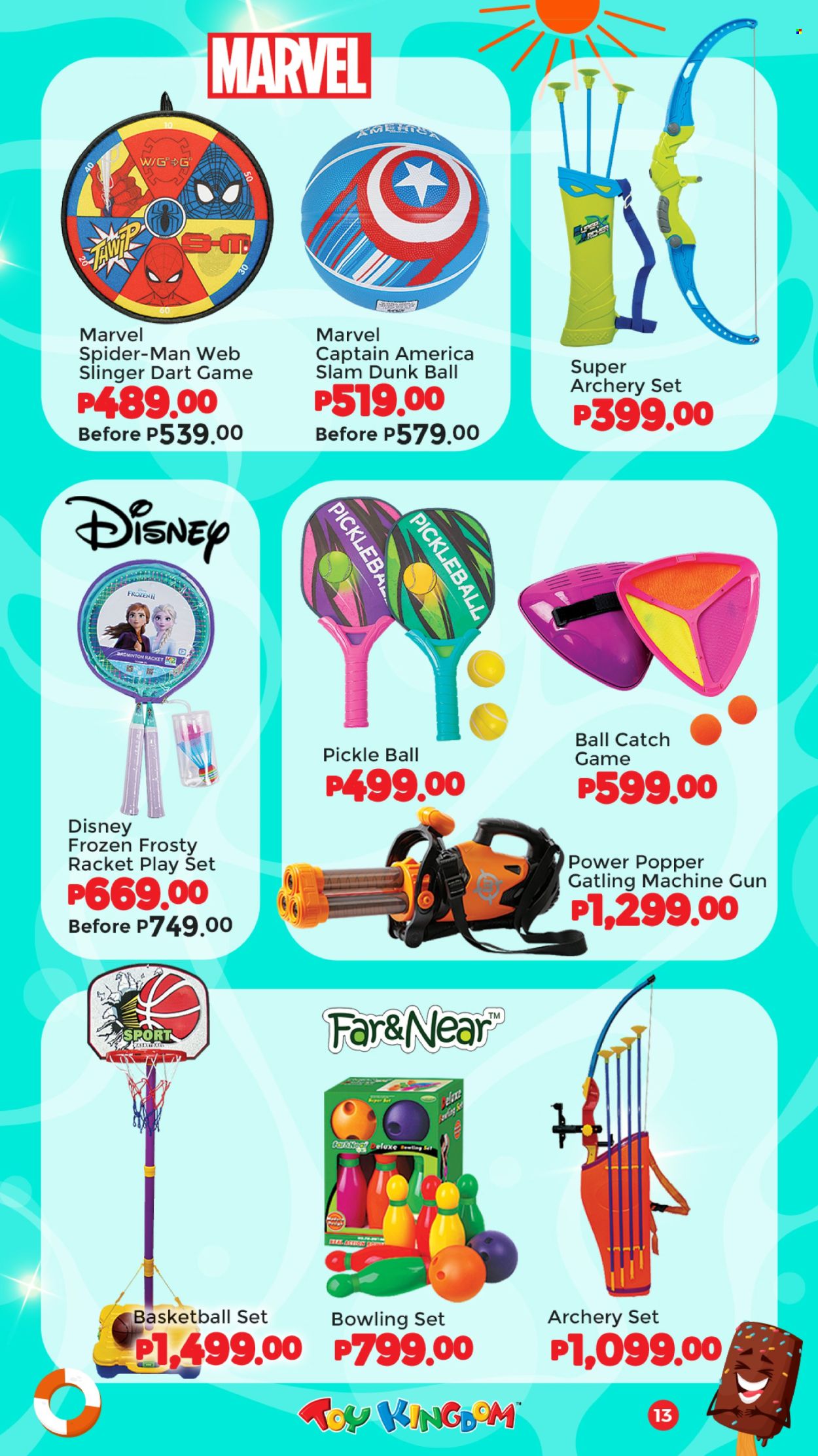 thumbnail - Toy Kingdom offer  - Sales products - Disney, Spiderman, Marvel, basketball, play set, toys, archery set. Page 13.