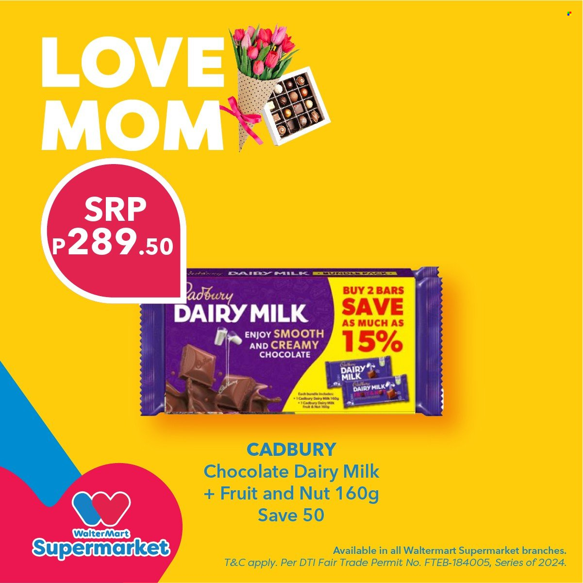 thumbnail - Walter Mart offer  - 27.4.2024 - 12.5.2024 - Sales products - chocolate, Cadbury, Dairy Milk, bars. Page 5.